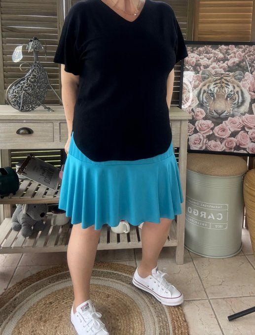 Jupe -short ample bleu cyan stretch ++++ du 38 au 54 