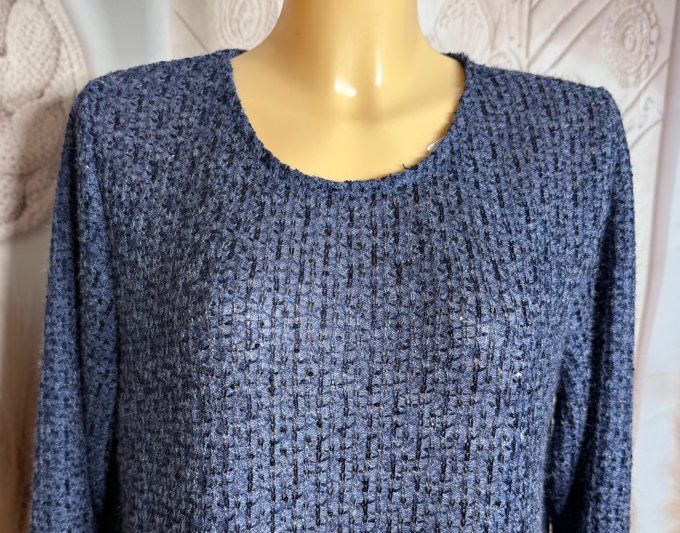 Robe ou maxi-Pull marine paillettes et sequins marine brillants du 36 au 44