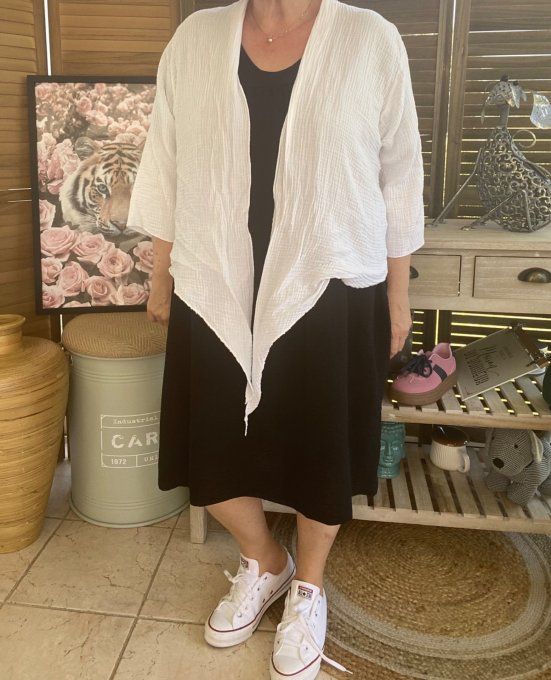 Gilet boléro gaze de coton blanc douceur +++ du 38 au 50/52 et même +  