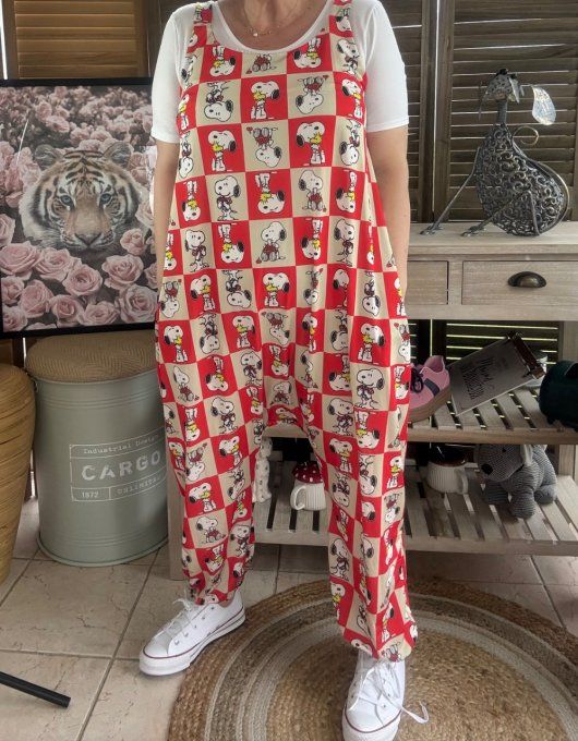 Combinaison salopette rouge et beige Portraits de Snoopy du 38 au 52