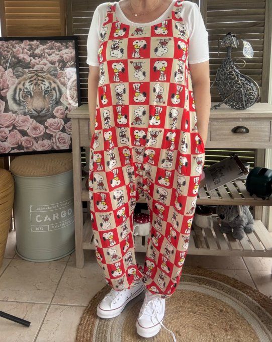 Combinaison salopette rouge et beige Portraits de Snoopy du 38 au 52