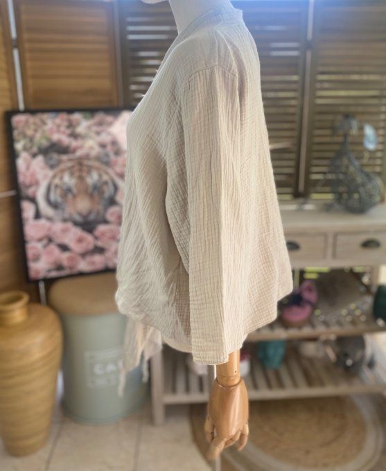 Gilet boléro gaze de coton beige douceur +++ du 38 au 50/52 et même + 