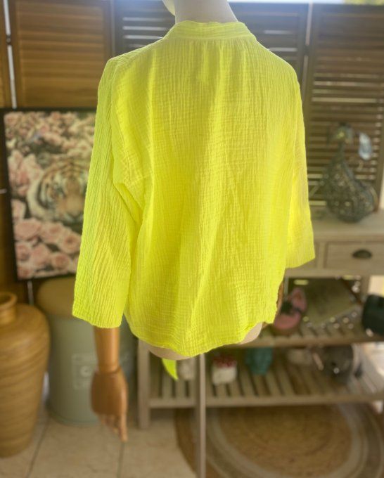 Gilet boléro gaze de coton jaune fluo douceur +++ du 38 au 50/52 et même + 