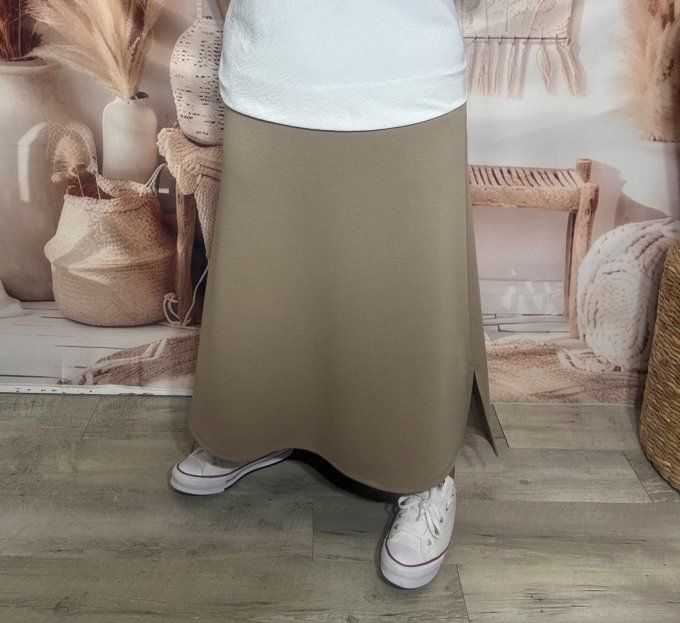 Jupe ample trapèze longue Café au Lait taille réglable douceur +++ du 40 au 50  