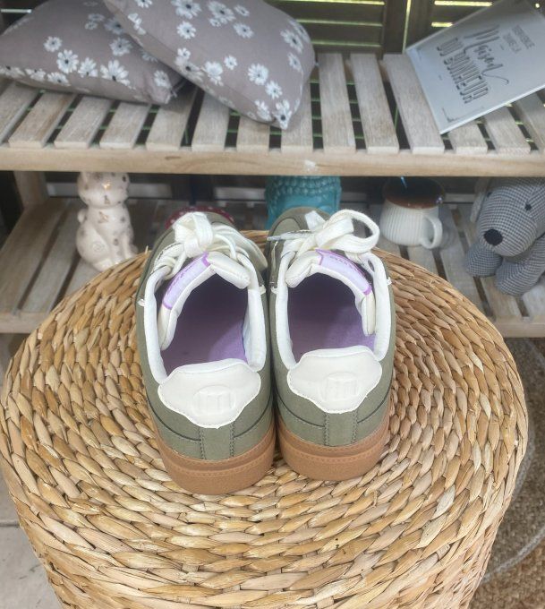 Baskets à lacets MTG Cumbia suédine kaki & blanc confort ++++ 