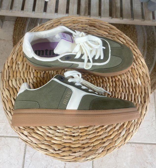 Baskets à lacets MTG Cumbia suédine kaki & blanc confort ++++ 