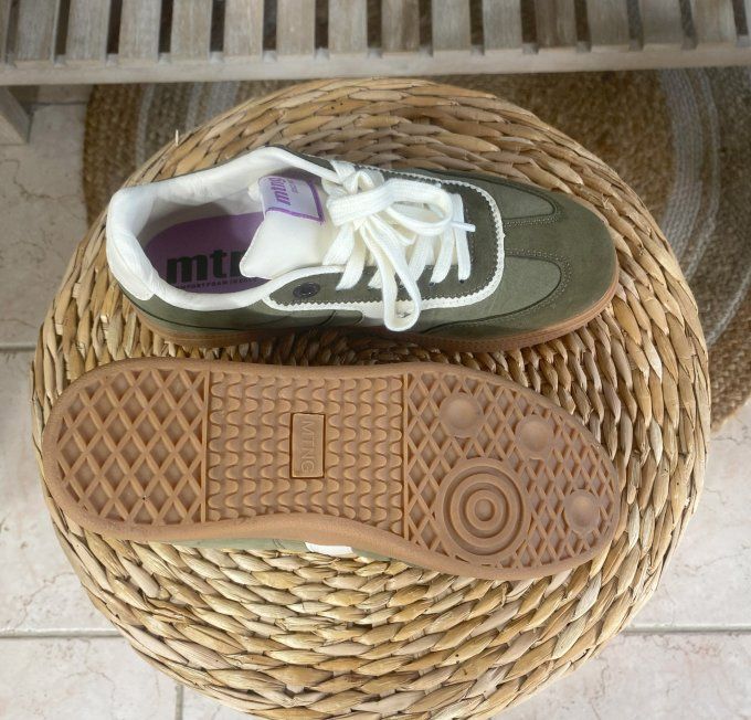 Baskets à lacets MTG Cumbia suédine kaki & blanc confort ++++ 