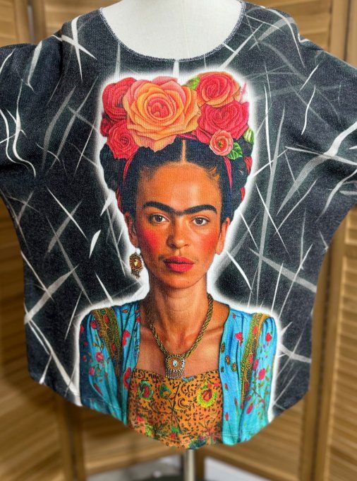 Pull fin ample noir marbré Frida Kahlo douceur +++ du 40 au 52 