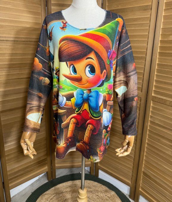 Pull fin ample multicolore malicieux Pinocchio douceur +++ du 40 au 52