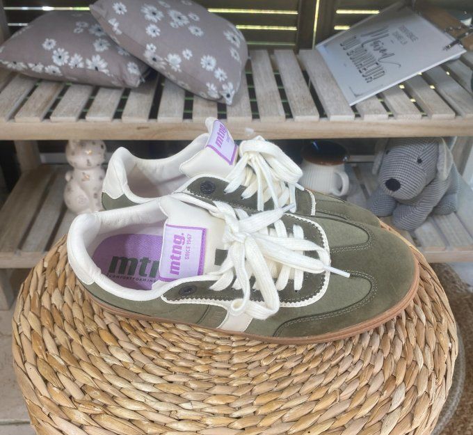 Baskets à lacets MTG Cumbia suédine kaki & blanc confort ++++ 