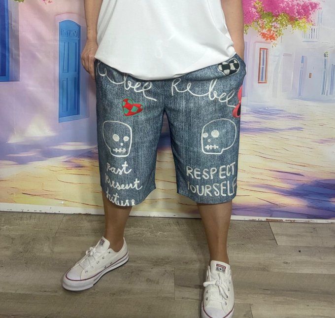Bermuda / short long effet jeans stone grisé Skulls TDM Respect Yourself stretch ++ du 38 au 50/52