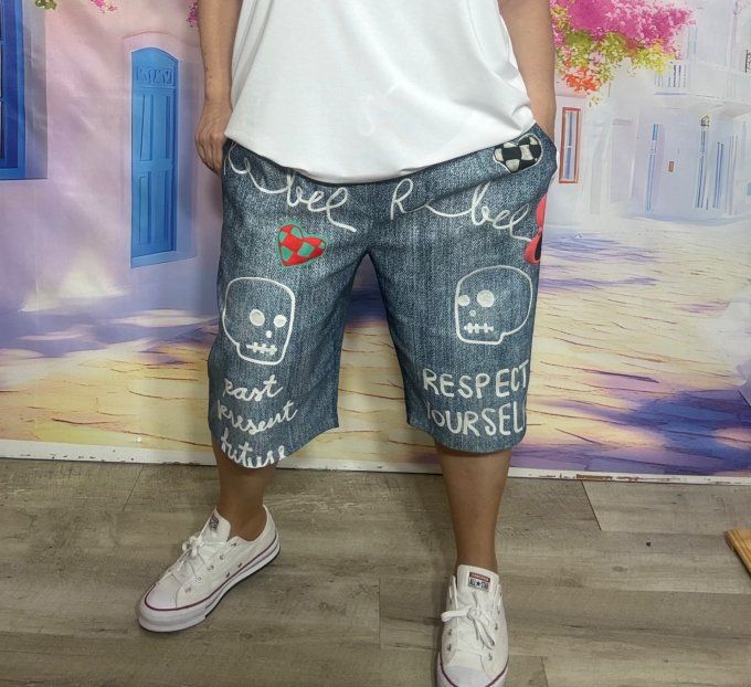 Bermuda / short long effet jeans stone grisé Skulls TDM Respect Yourself stretch ++ du 38 au 50/52