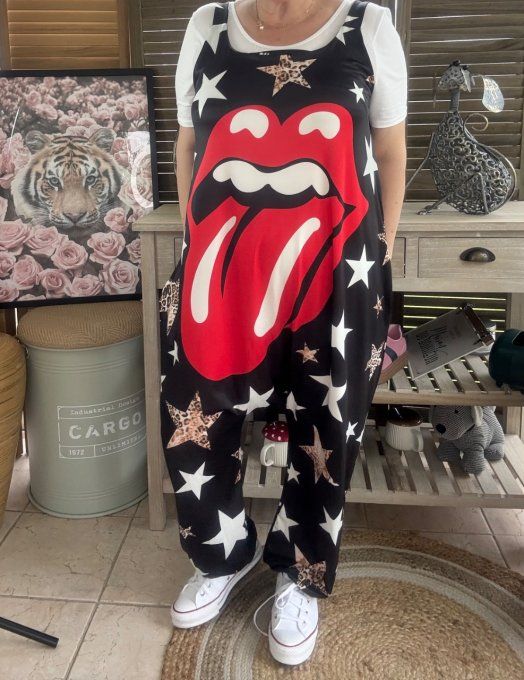 Combinaison salopette noire Rock The Rolling Stones  du 38 au 52 