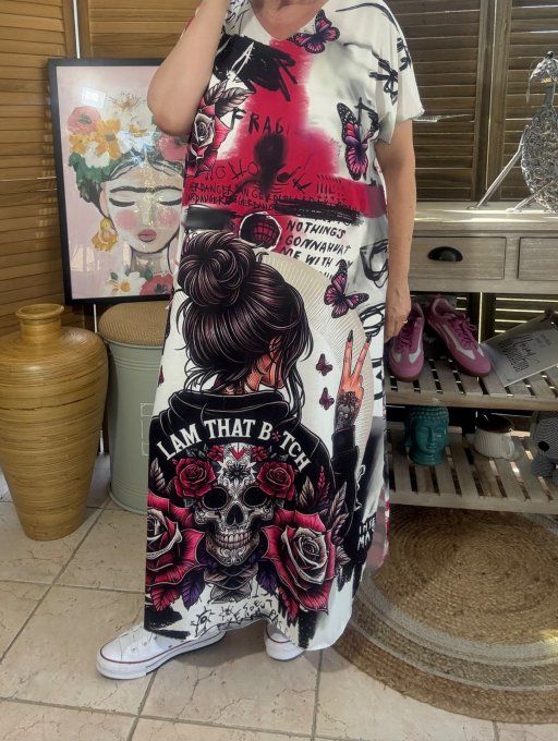 Robe longue blanche The Tattoo Gothic Little  Girl du 40 au 50 