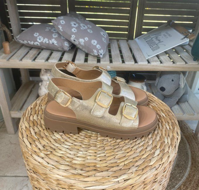 Sandales dorées or pailletées confort ++++ 