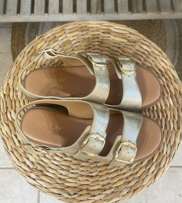 Sandales dorées or pailletées confort ++++ 