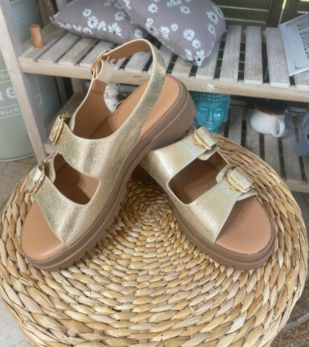 Sandales dorées or pailletées confort ++++ 