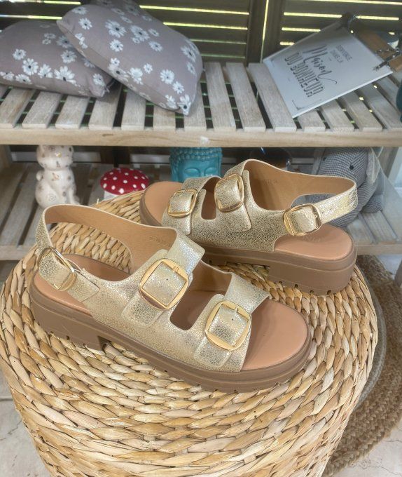 Sandales dorées or pailletées confort ++++ 