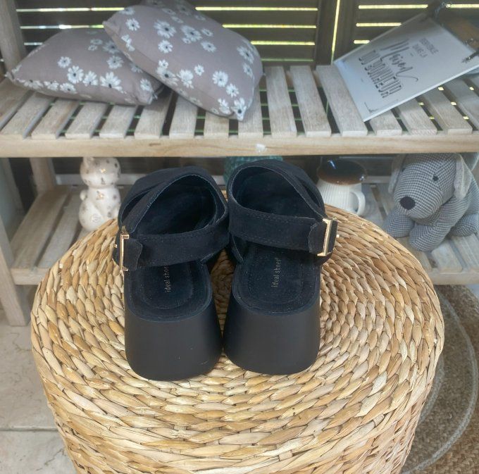 Sandales compensées suédine noire confort ++++  
