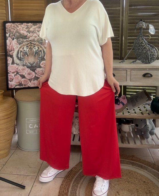 Pantalon Palazzo rouge ultra extensible confort +++++ du 40 au 52