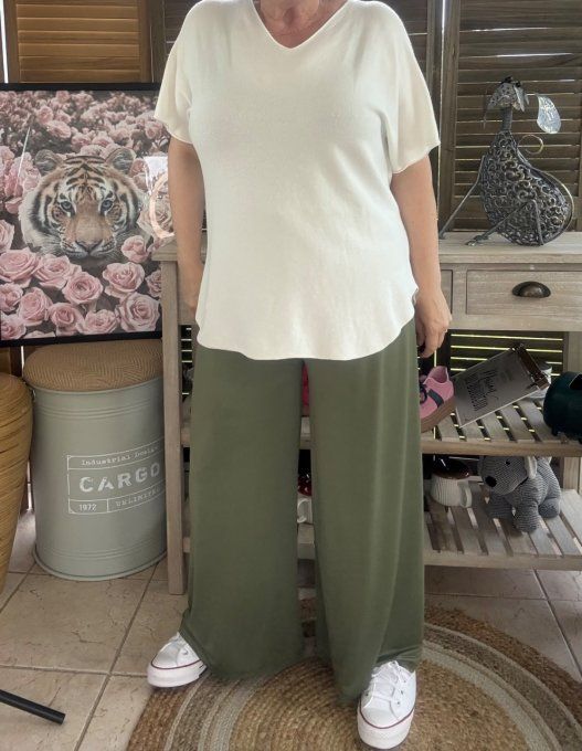 Pantalon Palazzo kaki ultra extensible confort +++++ du 40 au 52
