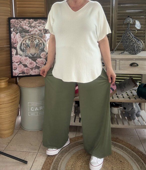 Pantalon Palazzo kaki ultra extensible confort +++++ du 40 au 52