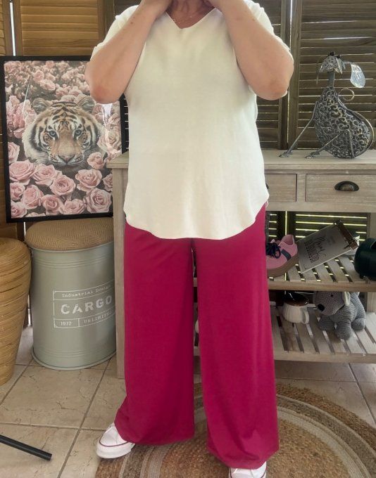 Pantalon Palazzo fuschia ultra extensible confort +++++ du 40 au 52