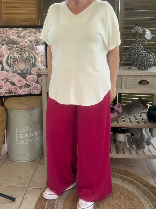 Pantalon Palazzo fuschia ultra extensible confort +++++ du 40 au 52