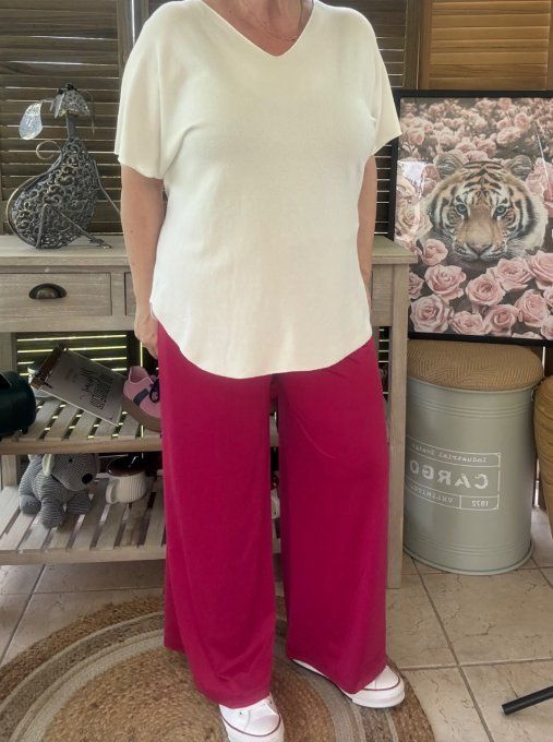 Pantalon Palazzo fuschia ultra extensible confort +++++ du 40 au 52