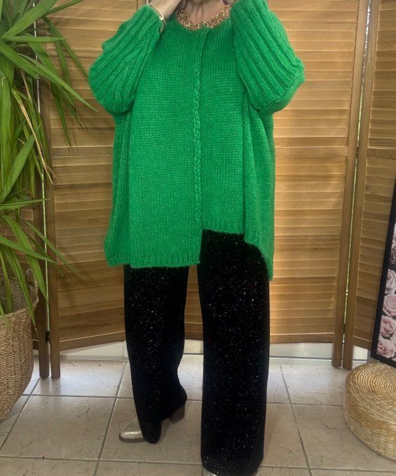 pull asymétrique oversize sans laine vert Gucci col V douceur +++ du 42 au 56/58
