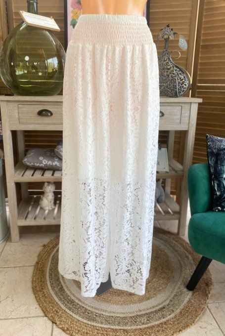 pantalon palazzo dentelle blanche confort ++++  du 40 au 50/52 
