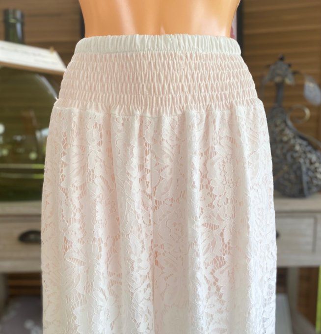 pantalon palazzo dentelle blanche confort ++++  du 40 au 50/52 