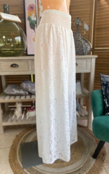 pantalon palazzo dentelle blanche confort ++++  du 40 au 50/52 