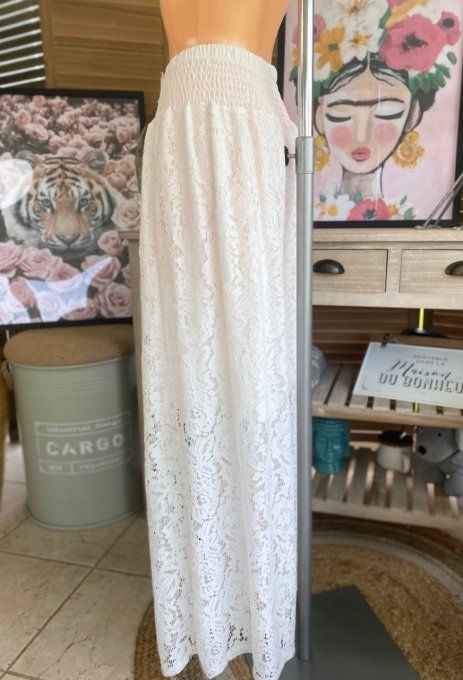 pantalon palazzo dentelle blanche confort ++++  du 40 au 50/52 