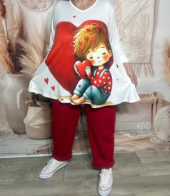 Lot de 2 Tops blancs manches longues Girl & Boy du 42 au 56/58