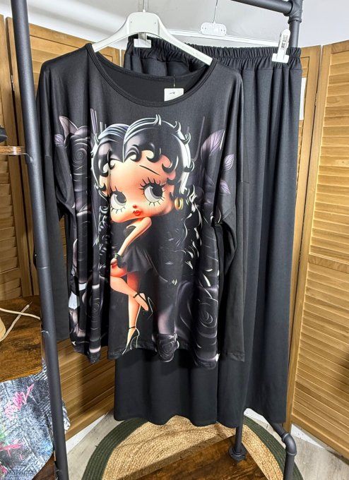 Pyjama noir Top manches longues Pretty Betty Boop douceur +++ du 40 au 52/54 