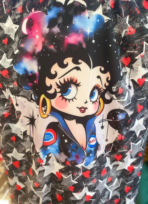 Robe chemise oversize noire étoiles  Betty Boop Cosmo Girl du 42 au 52/54 