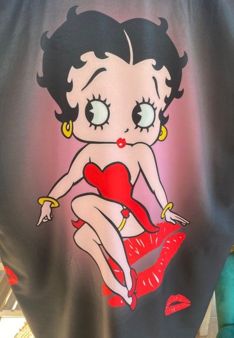 Robe chemise oversize noire Betty Boop Red Love du 42 au 52/54
