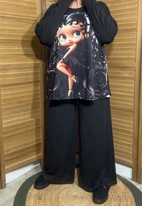 Pyjama noir Top manches longues Pretty Betty Boop douceur +++ du 40 au 52/54 