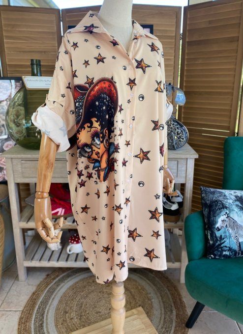 Veste officier longue ample suédine camel boutons confort +++  du 40 au 50