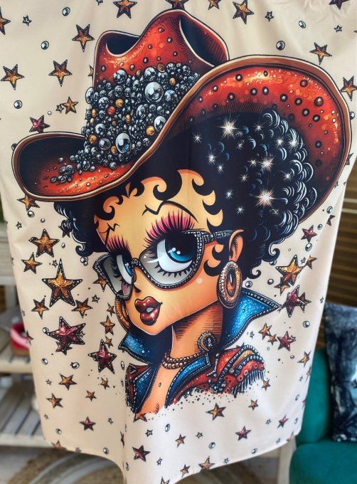 Robe chemise oversize beige étoiles Betty Boop Country Girl du 42 au 52/54