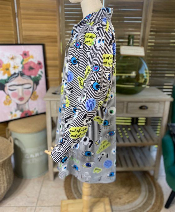 Robe chemise trapèze rayée The Look Eyes du 38 au 46 (et même + si portée ouverte)  