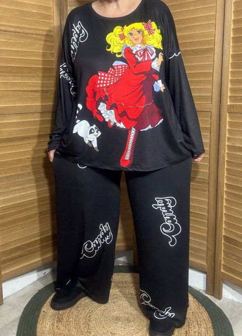 Pyjama noir Top manches longues Au Pays de Candy douceur +++ du 40 au 52/54