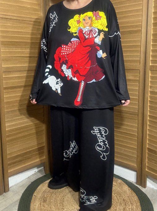 Pyjama noir Top manches longues Au Pays de Candy douceur +++ du 40 au 52/54