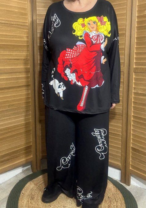 Pyjama noir Top manches longues Au Pays de Candy douceur +++ du 40 au 52/54