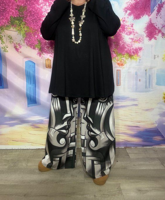 Panta-jogg cuisses larges / Pantalon "Cocoon" Picasso Paintings Black & White confort ++ du 38 au 48