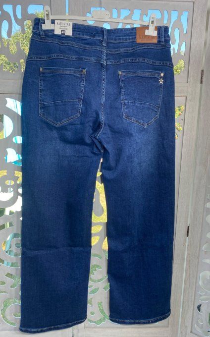 Jeans Straight Legs Brut coupe droite zip asymétrique boutons stretch ++ (42/46 ou 44/48)