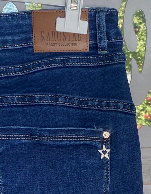 Jeans Straight Legs Brut coupe droite zip asymétrique boutons stretch ++ (42/46 ou 44/48)