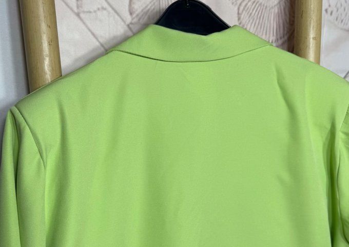 Veste blazer ample vert pomme TOUTE DOUBLÉE du 42 au 54 et même + si portée ouverte