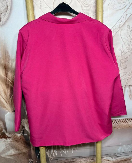 Veste blazer ample Fuschia TOUTE DOUBLÉE du 42 au 54 et même + si portée ouverte 